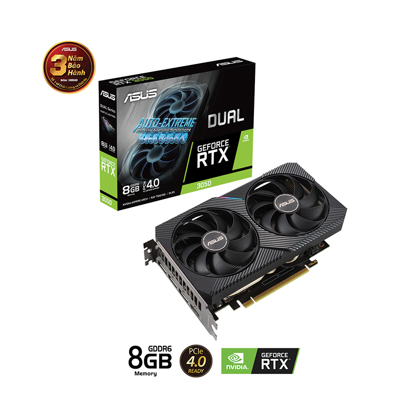 Card đồ họa Asus Dual GeForce RTX 3050 V2 (8GB/ DDR6/ 128 bit)