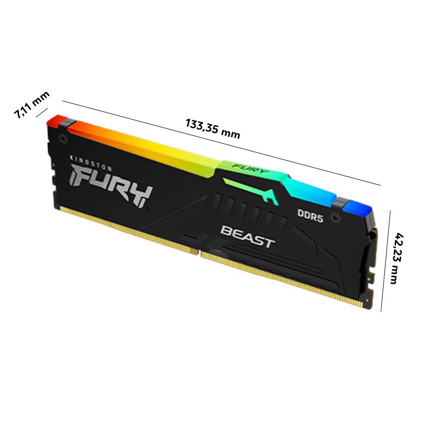 Ram Desktop Kingston Fury Beast RGB (KF556C40BBAK2-32) 32GB (2x16GB) - DDR5 5600MHz