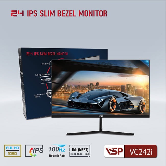 Màn hình VSP IPS 24inch VC242i - 100Hz - 2Ms - Đen