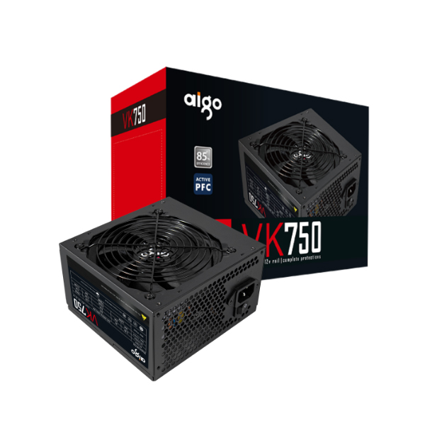 Nguồn máy tính Aigo VK750 - 750W (85 Plus/ Active PFC/ Single Rail)