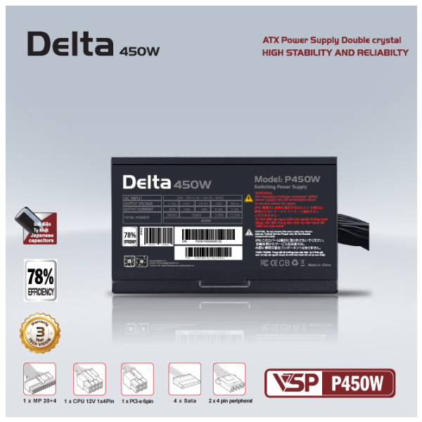 Bộ nguồn VSP Delta P450W