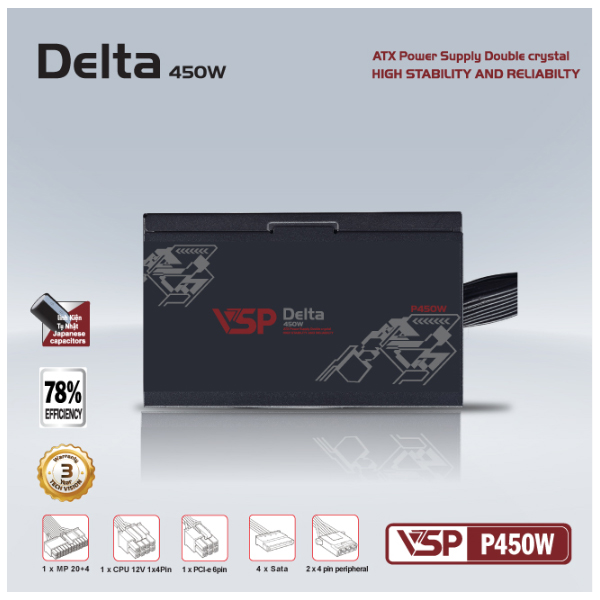 Bộ nguồn VSP Delta P450W
