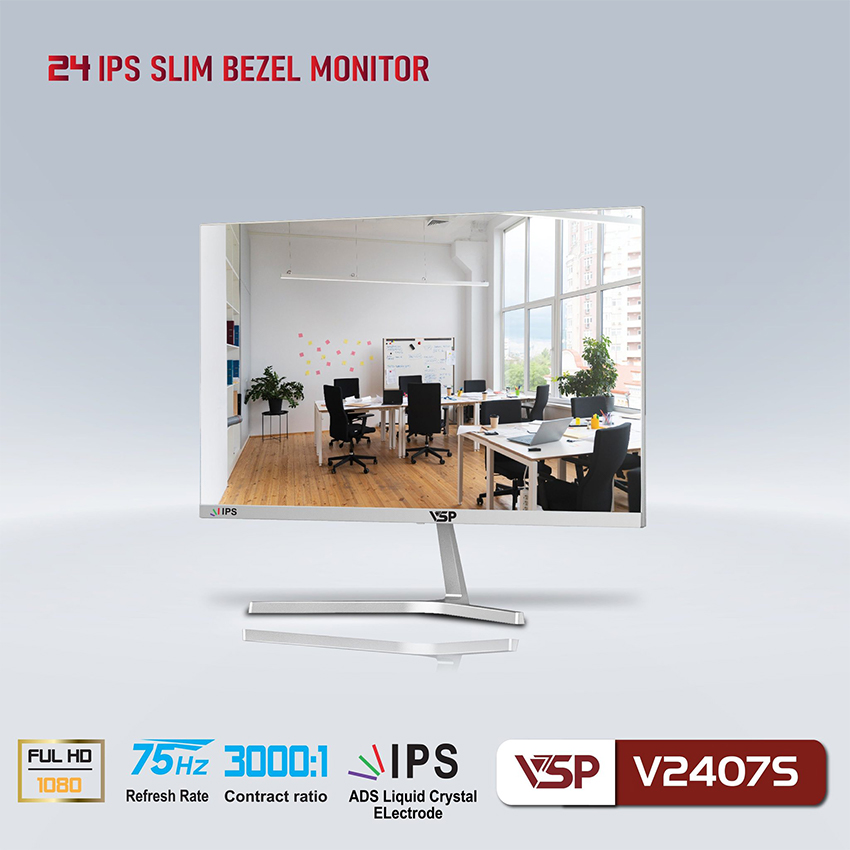 Màn hình VSP V2407S Trắng (23.8 inch/ FHD/ IPS/ 75Hz)