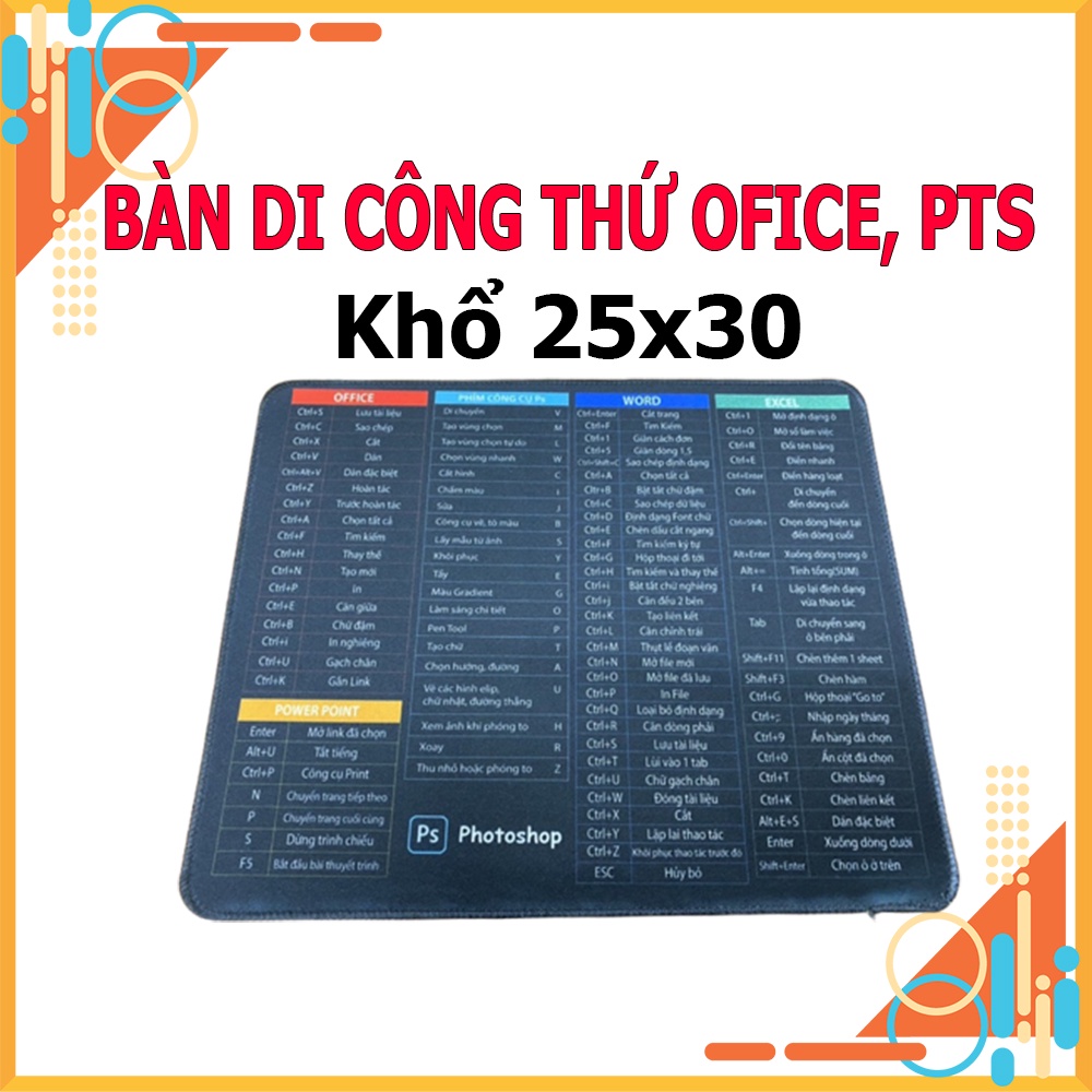 Bàn di chuột công thức văn phòng 25 x 30cm màu đen