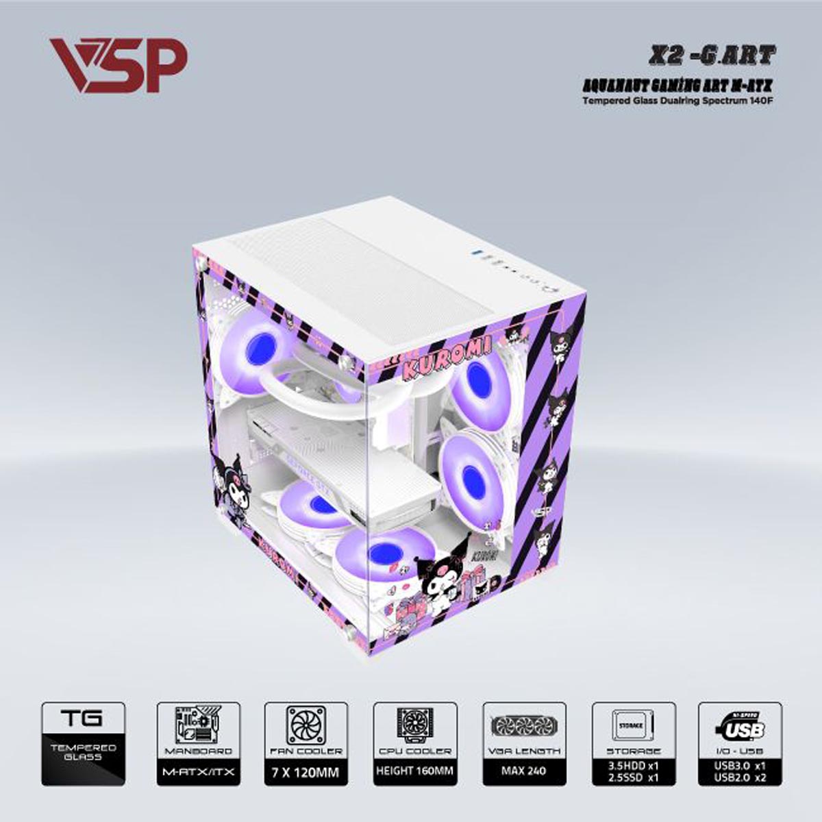 Vỏ Case máy tính VSP X2 - G.ART Trắng