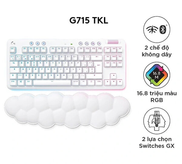 Bàn phím cơ Logitech G715 Aurora Wireless Linear switch
