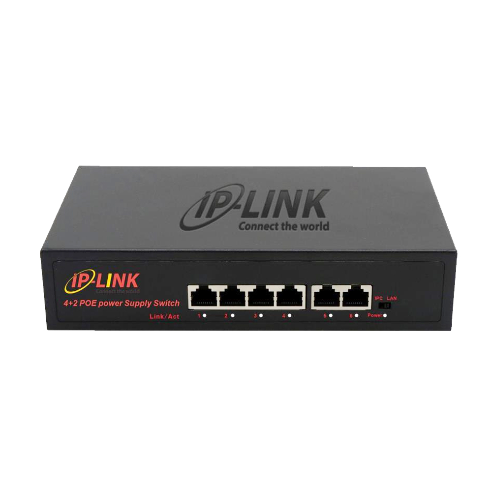 Switch PoE IP-Link 4 Port + 2 Uplink 10/100 Mbps