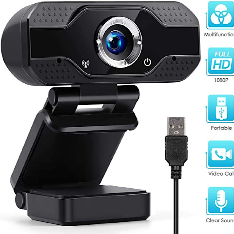Webcam Kẹp FULL HD 1080P Màn Hình Tích Hợp Míc - Webcam Máy Tính Hỗ Trợ Học Trực Tuyến, để bàn