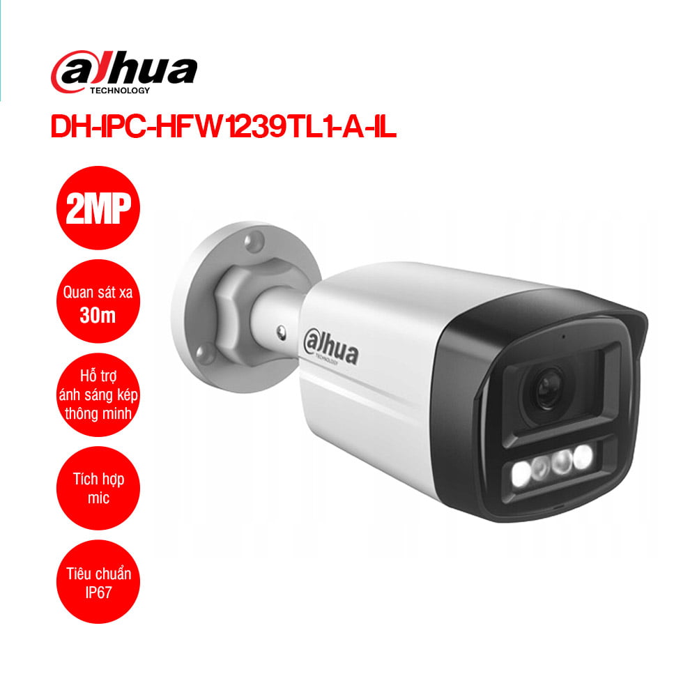 Camera IP 2MP DAHUA DH-IPC-HFW1239TL1-A-IL có mic