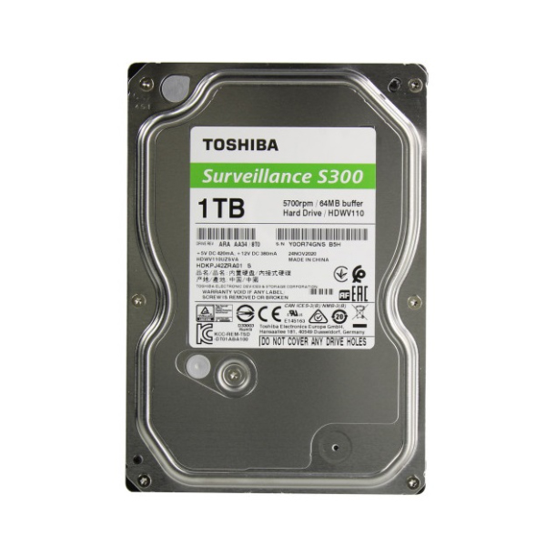 Ổ cứng HDD Toshiba camera V300 (1TB/ 64MB/ SATA III/ 5700RPM/ 3.5 inch)
