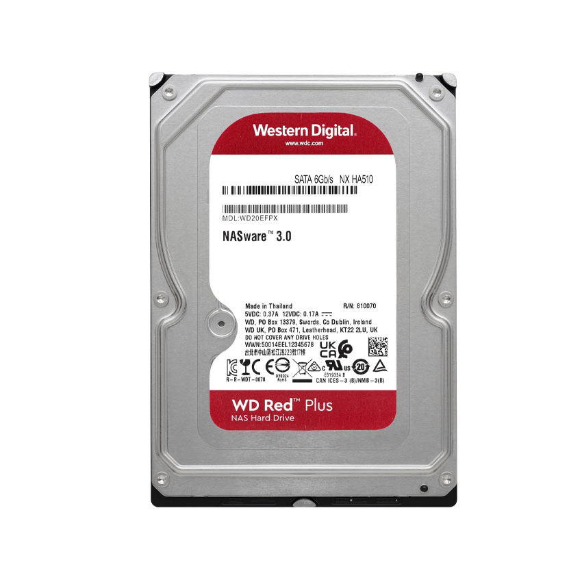 Ổ cứng HDD WD 12TB Red Plus 3.5 inch, 7200RPM, SATA, 512MB Cache (WD120EFGX)