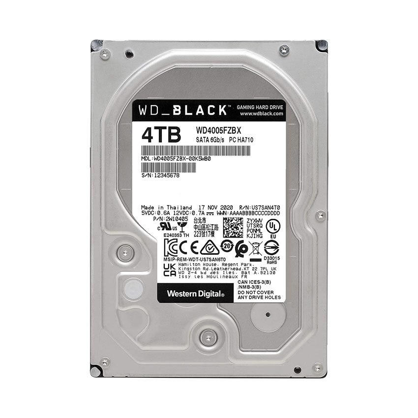 Ổ Cứng HDD WD 4TB Black 3.5 inch, 7200RPM, SATA III, 256MB Cache (WD4005FZBX)