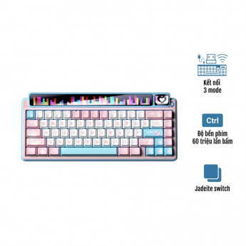  Bàn phím không dây LEOBOG - AMG65, màu Pink+White+Blue (Jadeite Switch)